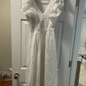 JCrew White Eyelet Long Dress - never worn